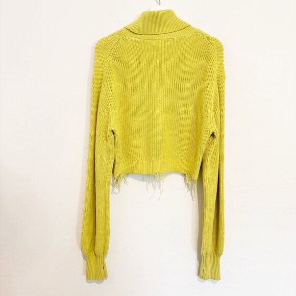 Lovers + Friends Medea Distressed Turtleneck Balloon Sleeve Knit Sweater Medium - Picture 8 of 10